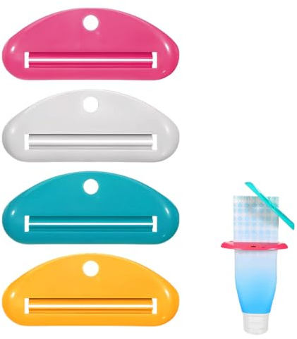 4 Presse-Tubes, Presse-Dentifrice Pour Salle De Bain, Pour Tous Types De Tubes, Idéal Pour Cuisine, Salle De Bain Et Atelier (Vert, Jaune, Blanc, Rouge).