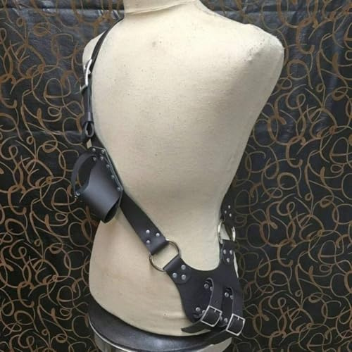 Medieval Shoulder Sword Frog Dagger Strap Holster Viking PU Leather Adjustable Shoulder Strap Belt Knight Sword Holster Viking Warrior Holster for Cosplay Renaissance Halloween Costumes