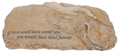 SMASOLO Statua Commemorativa per Animali Domestici in Resina, Pietra Tombale da Giardino Resistente e Stabile, Ornamento Tributo per Cane Spazio Foto, Adatta per Interno ed Esterno