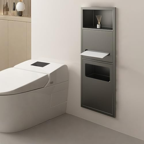 Nichos De Baño De Acero Inoxidable, Nichos De Inodoro, Estantes De Baño Empotrados, Hueco De Acero Inoxidable, Soporte De Papel Higiénico De Acero Inoxidable 304, Para Baño Gun Grey,70 * 28 * 13.5