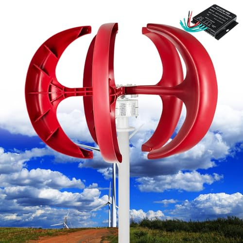 12 000 W vindkraftverk med 5 blad med permanentmagnetgenerator, 110 V AC vertikalt hybridsolenergisystem med röd styrenhet