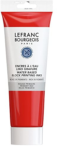 Lefranc & Bourgeois 188221 vattenbaserad glasfärg, vattentålig, smidig för högtrycksteknik i 250 ml tub – primärröd