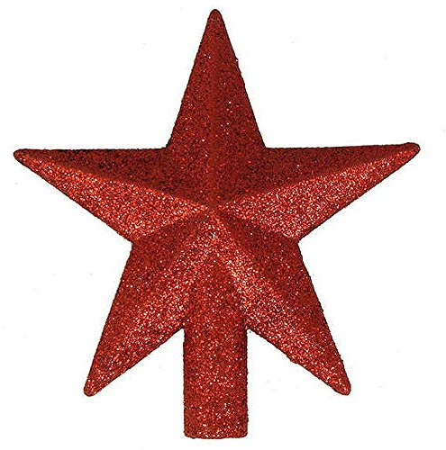 Kurt Adler H9766 4 Petite Treasures Red Glittered Mini Star Christmas Tree Topper - Unlit