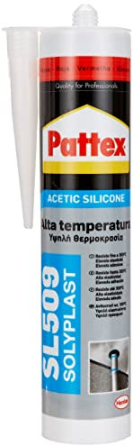 Pattex SL 509 Alta Temperatura Silicone Acetico, silicone rosso per molti materiali come vetro e alluminio, silicone alte temperature durevole, rosso, 1 x 300 ml cartuccia