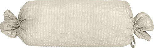 Erwin Müller Nackenrollenbezug Edel-Seersucker Uni Serie Wertingen - für die warme Jahreszeit, temperaturausgleichend, pflegeleicht, mit Bändchen - Creme Größe 40x15 cm Ø