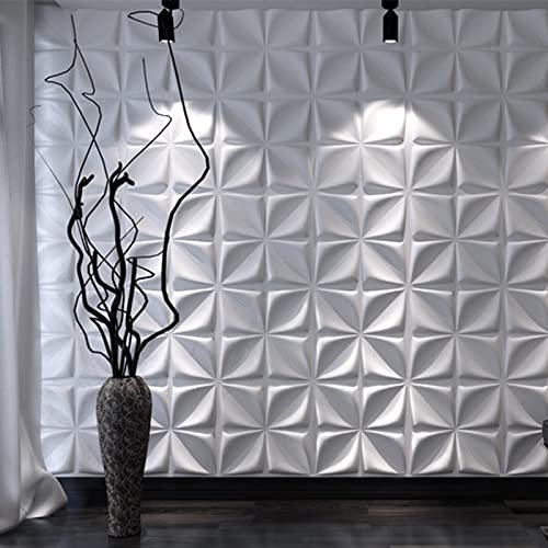 Art3d Dekorative 3D-Wandpaneele, strukturierte 3D-Wandverkleidung, weiß, 3 m² (12 Stück)