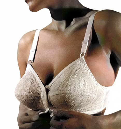 GIOS 1 Pezzo Reggiseno Donna 112 in Pizzo con Apertura Frontale - Senza Ferretto Coppa B. Bianco 4B
