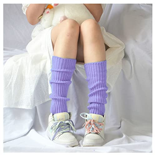 SHTGOI 1 Paar Damen Beinwärmer Winter Crochet Stricken Stulpen Verdicken Warm Beinstulpen Kniestrümpfe Legwarmers Ballettstulpen Leg Warmers 40cm Kniestrümpfe für Tanzen Sport Yoga Helles Lila