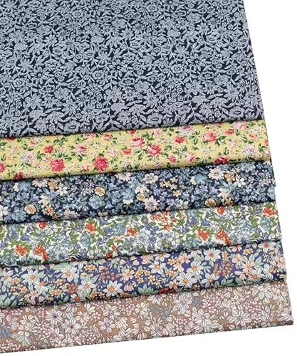 Hanjunzhao 6pcs Fall Forest Floral Blossom Print Cotton Fat Quarters Fabric Bundles Precuts 18 x 22 inch for Quilting, Sewing, Patchwork, Holiday Party Decor, Home Décor, Christmas Gift, and Crafts