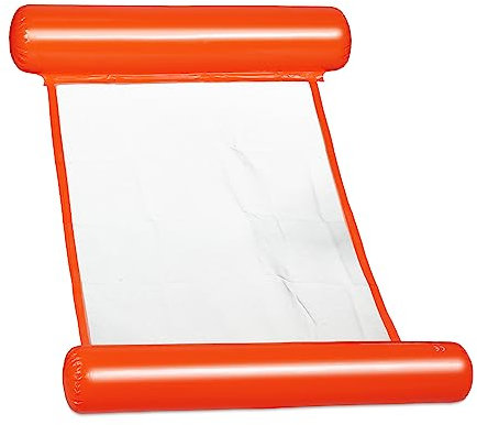 Relaxdays Hamac Gonflable, Matelas Gonflable à Filet, Jusqu’à 100 kg, pour Adultes, Accessoire de Piscine, Orange