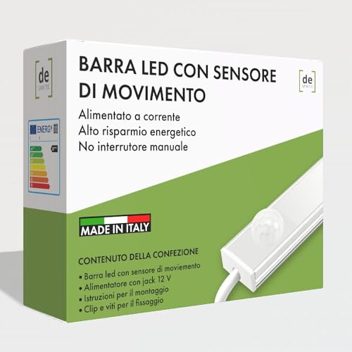 DE SANCTIS LIGHT DESIGN Barra Led con sensore di movimento 12 V Luci Notturna Luce da Esposizione Cucina,Scale, Corridoio, Garage Lampada Guardaroba (80, Luce naturale)