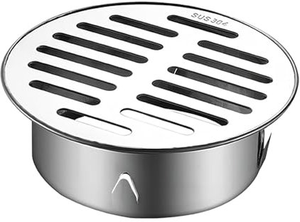 Qrity Drain de Plancher, Siphon de Sol Anti-Blocage de Balcon en Acier Inoxydable, Siphon de Sol pour Douche, Rond Anti-Blocage (75 Bouche Plate)