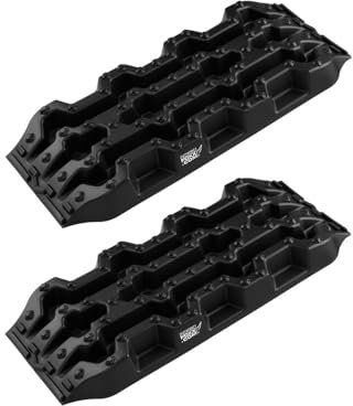 ROCKFOXX Sandbleche Offroad 5 Tonnen Paar schwarz Anfahrhilfe Schlamm Schnee Sand Berge Boards Recovery Board für Wohnmobil Geländewagen PKW SUV Pick UP Quad Traktionsmatte Gripmatte
