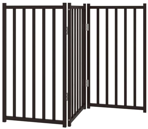 vidaXL Hundgrind vikbar 3 paneler svart 150 cm massiv gran, husdjursgrind, hundgrind, valpgrind för trappor