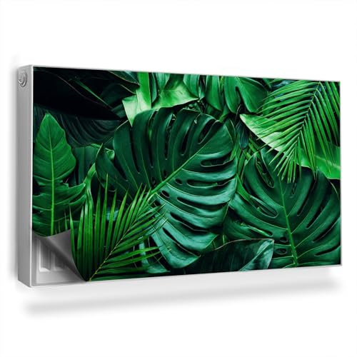 Alfombrilla Magnética 110x60 cm Fácil Instalación Magnético Panel Decorativo Protección contra el Polvo y Daños para Radiador - Hojas de la Selva Primer Plano Clima Oscuro
