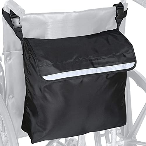 Borsa per Sedia a Rotelle Impermeabile con Strisce Riflettenti, Borsa Laterale per Disabili con Bandas Reflectantes y Correas Ajustables, anziani Accessori pieghevoli leggeri Borsa posteriore appesa