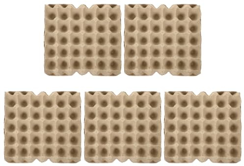 ELAYARD Portauova Cartone in Polpa di Carta Beige, Contenitore per 30 Uova, Comodo da Usare per Organizzare Frigorifero, Confezione da 5 Pezzi