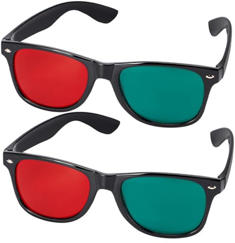 3D-visningsglasögon 2 st 3D-glasögon, svart ram röd grön visning för dimensionell anaglyf TV-film DVD-spel och amblyopia träningsglasögon
