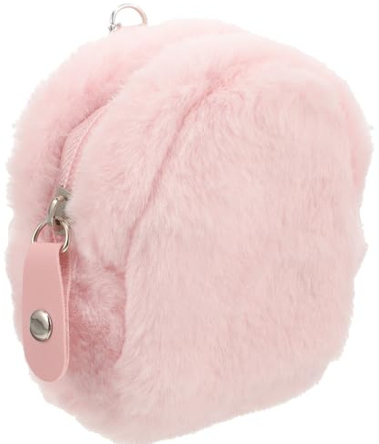 JECOMPRIS Monedero Pequeño de Felpa Rosa con Llavero, Tacto Suave y Cómodo, Diseño Mini y Estilo Fresco para Niñas y Amigas