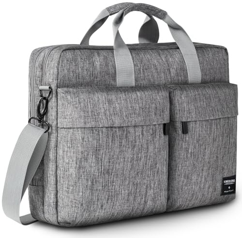 KINGSLONG 13–17,3 tum laptopväska, axelväska, 360° stötsäker laptopväska med axelrem, herr dam portfölj bärbar dator bärväska handväska för Acer Asus Dell Lenovo HP Toshiba, GRÅ, 17-17,3 Zoll(größere
