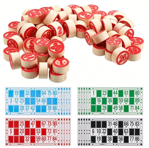 VIDSTW 138 Piezas Juego Bingo De Madera Bingo Juego De Mesa