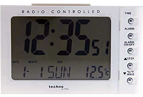 techno line WT 188 - Despertador (Radio-controlado, 95 x 95 x 195 mm), Color Blanco y Plata
