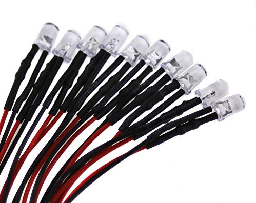 10 x 5mm LED, 5Volt, Warmweiss (3000K); mit 20cm Anschlusskabel und integriertem Vorwiderstand