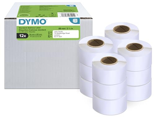 DYMO LW etichette originali per indirizzi | 28x89 mm | 12 rotoli da 130 etichette facili da staccare (1.560 pezzi) | autoadesive | per etichettatrici LabelWriter