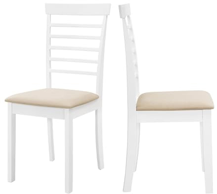 Hallowood Furniture Ledbury White Painted Dining Chairs Set of 2 with Seat Pad