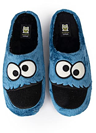 MARPEN SLIPPERS, Zapatillas de Casa de Invierno Monstruo Azul de Pelo Suave para Hombre o Mujer, Abiertas Azules, Talla 43
