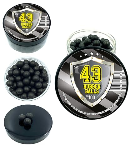 100 x Hard Rubber Balls Paintballs Reballs for Training Shooting Home and Self Defense Pistols in 43 caliber