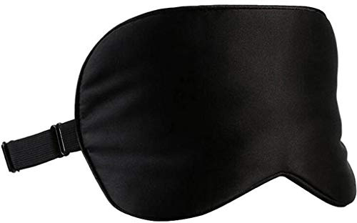 Sovmask av siden, lätt material, justerbar ögonbindel för resor och hemma, ögonmask med elastiskt gummiband, svart