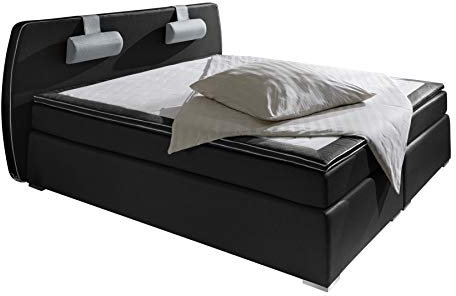 Atlantic Home Collection REX Boxspringbett, 7-Zone Taschenfederkern, Härte H3, Schwarz, 180 x 200 cm