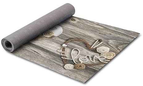 HomeLife PVC Küchenläufer waschbar & rutschfest | 52 × 100 cm | PVC Teppich Läufer für Küche, Flur & Bad | Polyester Teppich für Eingangsbereich Innen & Außenbereich | Design Herzliebe