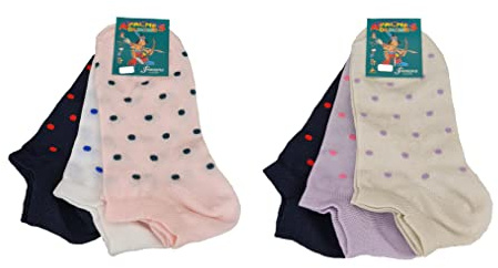 Fontana Calze, 6 par Ghost Girls i 100 % bomull Skottland Stretch Spöke Skottlandssko, Polka dots, 35/38 EU