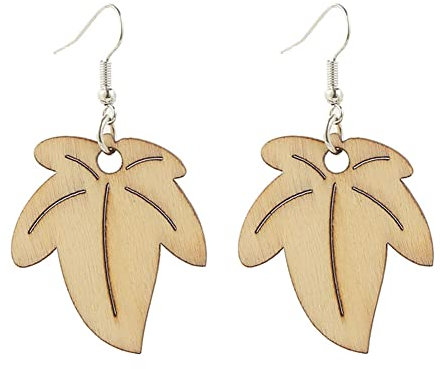 Fajewellery Holzschmuck Ohrringe Damen Holzohrringe Hänger Blatt Holz Ohrhänger Schmuck