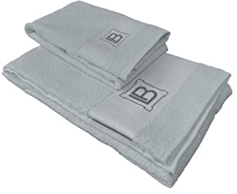 hermet Laura Biagiotti, Set Asciugamani Bagno In Spugna, Grigio, Asciugamano Viso, Asciugamano Bidet, 100 Percento Cotone