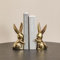 Decorative Ceramic Book Ends, Quirky Rabbit Bookends, Bunny Ornaments Book Holders Stopper for Shelves Art Bookend (Gold)