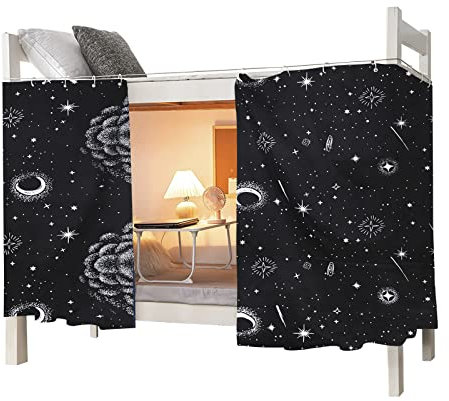 OhMill Students Dormitory Bunk Bed Curtain Drapery Lightproof Dustproof Canopy Spread Blackout Moveable Curtains for Dorm Room, 1.5x2m, Universe