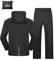 Herren & Damen Regenanzug Wasserdichte Packbare Regenjacke+Regenhose mit Reflektierender Outdoor Regenkleidung Winddichte Regenset Leichter Regenkombi für Radfahren Angeln Schwarz-ungefüttert S