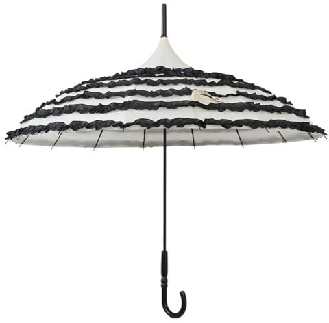 Asudaro Spitze Blumen Sonnenschirm Damen Hochzeit Brautsonnenschirm Sunproof Regenschirm Spitze Brautschirm mit Spitze Blumen Damen Klassischer Pagodenschirm Weißer Regenschirm mit schwarzem Rand