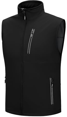 Outdoor Ventures Softshell väst herr utomhus cykelväst vattentät vindtät ärmlös jacka full dragkedja andningsaktiv löparväst