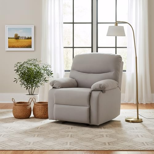 Panana FABRIC RECLINER ARMCHAIR SOFA HOME LOUNGE PADDED ARM CHAIR RECLINING GAMING, 2COLOURS (Light Grey Linen Fabric)