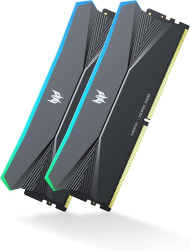 Acer Predator Hera DDR5 RGB RAM 64GB (32GBx2) bis zu 6400MHz CL32 - Unterstützt Intel XMP 3.0 & AMD EXPO - PC Computer Gaming Arbeitsspeicher - Schwarz