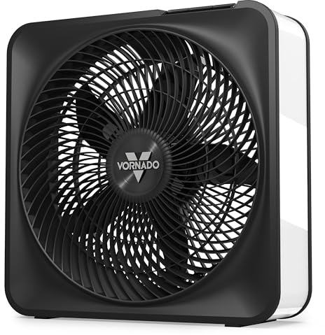 Vornado Model 80 High Velocity Electric Box Fan with Removable Grille, 5 Speed Settings, Powerful Airflow, Whole Room Air Circulation, Targeted Cooling, Cord Storage, Durable Floor Fan, Ice White