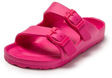 JOMIX Ciabatte Bambino Estive Pantofole da Mare Bambini Ciabatta in Gomma Leggere Antiscivolo con Fibbia Regolabile Adatte per Piscina Doccia Spiaggia e per la Casa SB9418 (Fuxia,34)