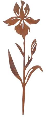 Toddmomy Vintage Metal Flower Garden Stakes - Romantic Floral Design, Brown Iron, 15 Inch - Outdoor Decorative Garden Ornaments for Yard, Patio, Balcony
