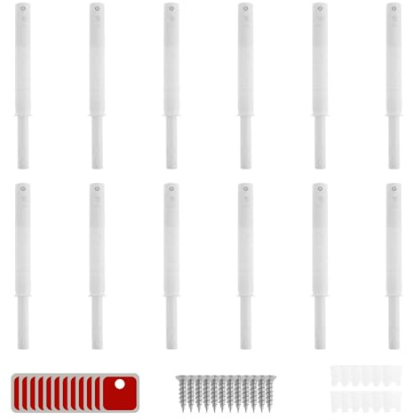 12 st magnetiska dörrstänger, push to-open, aluminium, tryckdörröppnare, skåp, snabb popup, softclose dörrdämpare, skåp för skåp, lådor, garderober, toalettbord (lång vit)