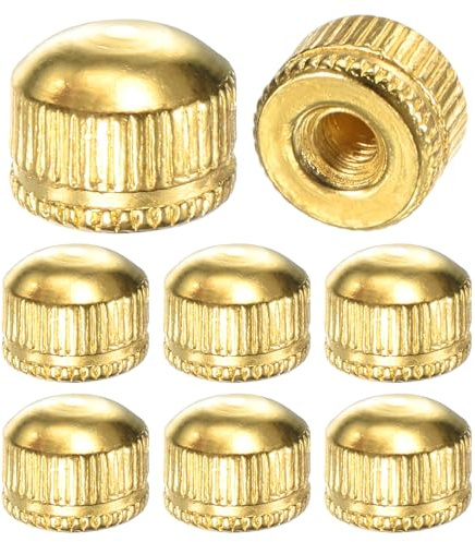 M METERXITY 8-Pack Threaded Cap Nuts, M4x11mm Screw Caps for Light Fixture, Female Knurled Knob Nut for Ceiling Light Cover Replacement/Decorative Lamp Parts, Acorn Screw Top [Bright Gold]