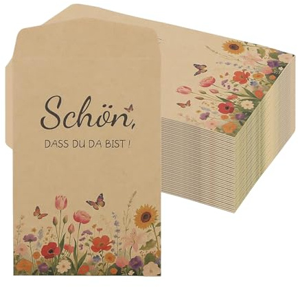 60 stycken trevligt att du är där fröpåsar gästgåva blomfrön presentpåsar papperspåsar blomfrön förpackning (brun)